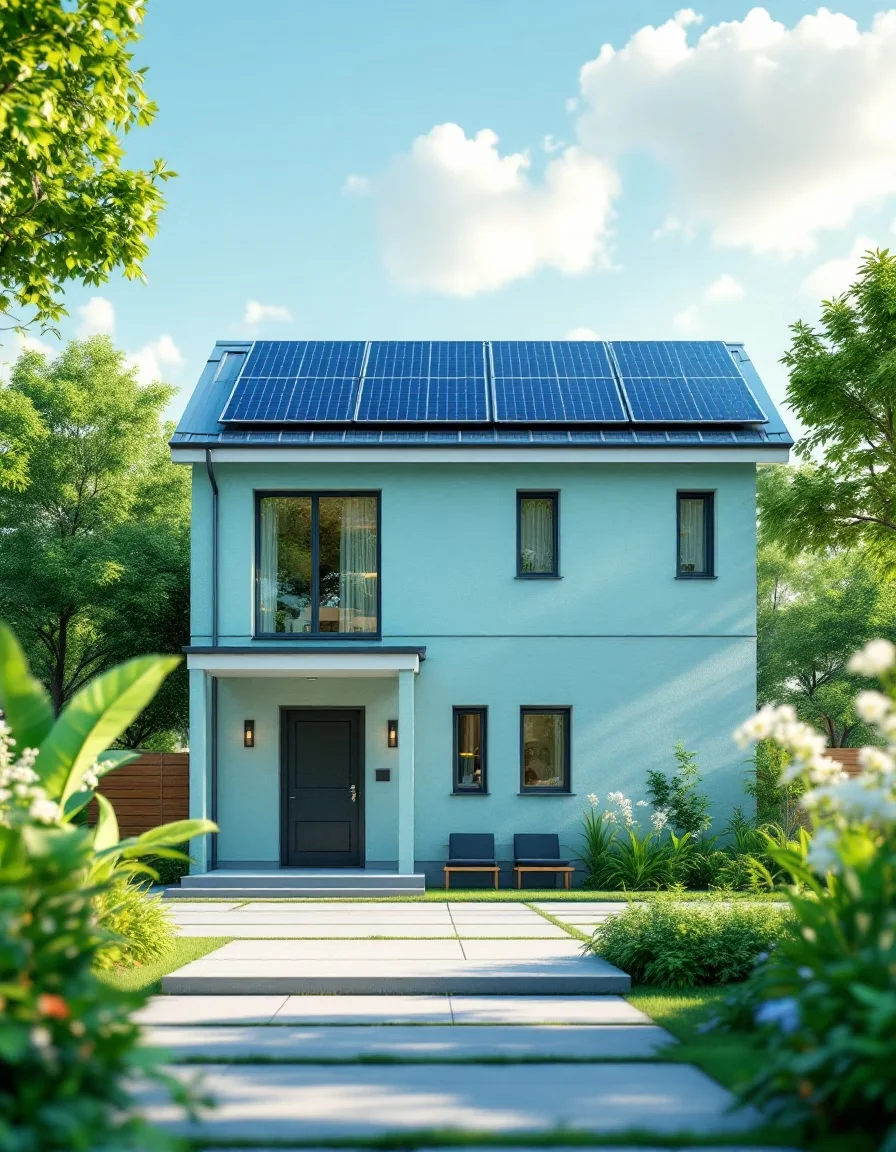 Vivienda con paneles solares